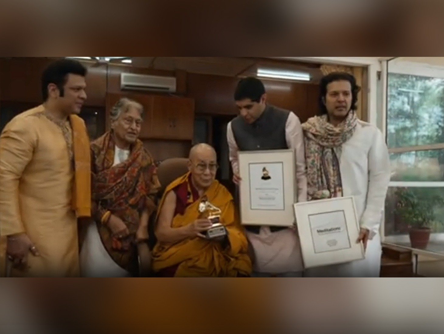 Dalai Lama Receives Grammy Recognition During Special Meeting in Dharamshala