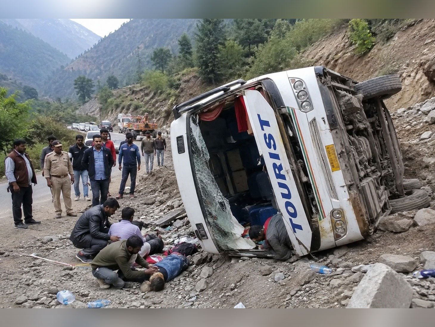 Bus Overturns Near Gulmarg, Five People Sustain Injuries